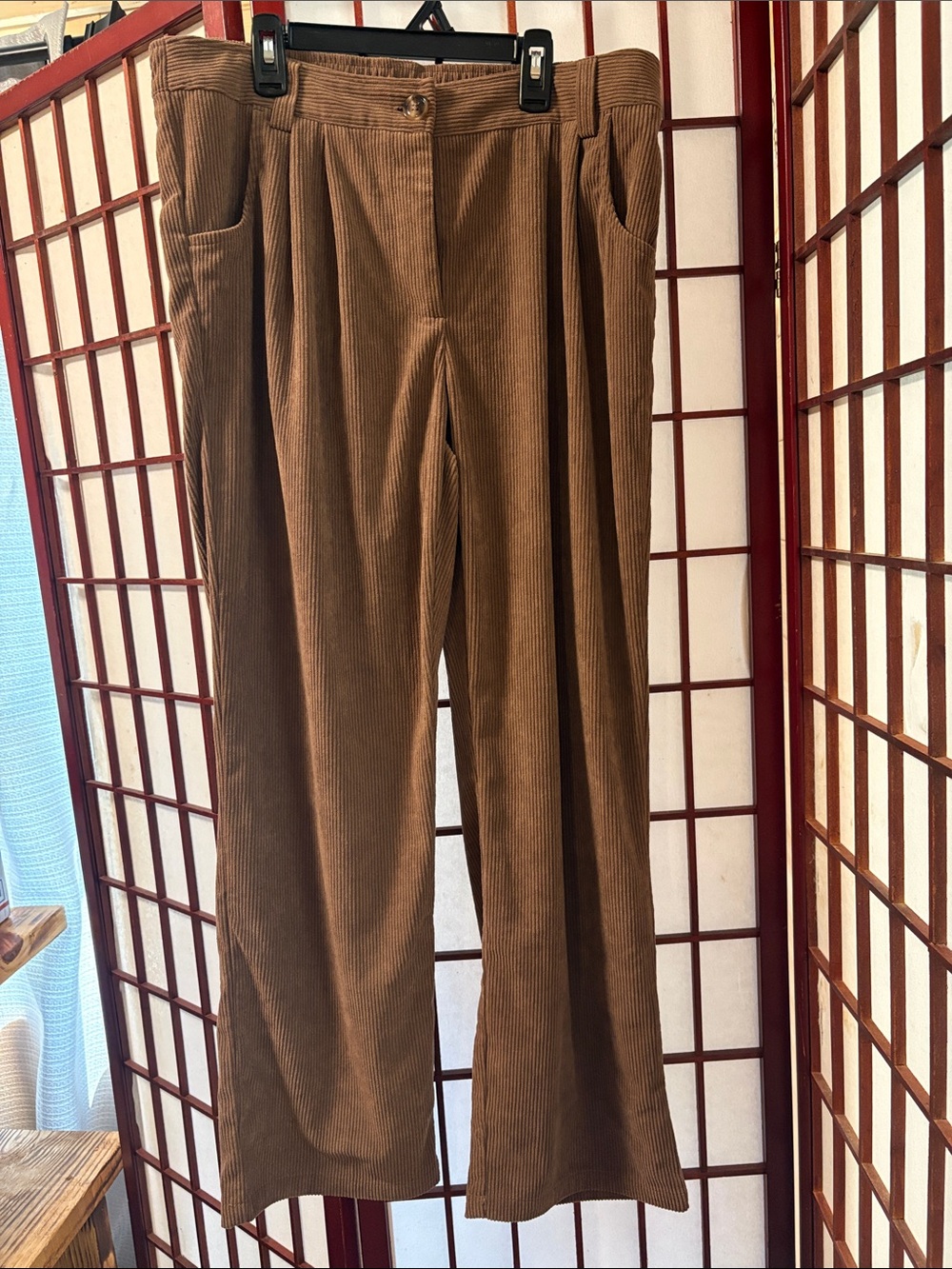 Corduroy Wide-Leg Pants in Brown not sure the brand